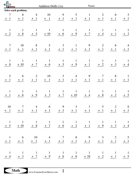 Math Drills Worksheets