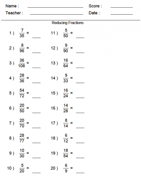 Math Fractions Worksheets To Print