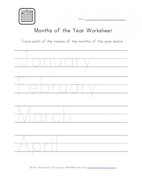 Months Handwriting Worksheet