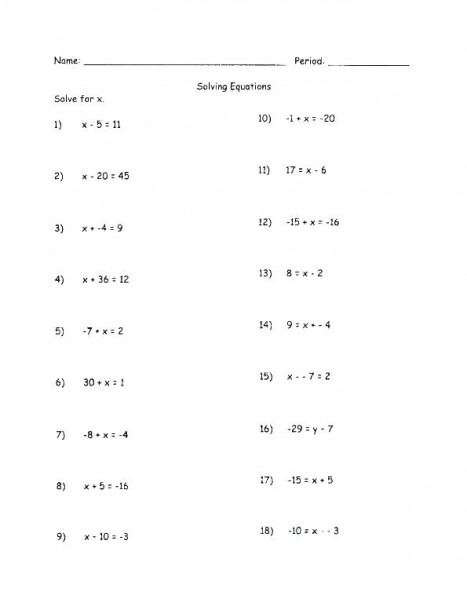 Multi Step Linear Equations Worksheet     Charleskalajian Com
