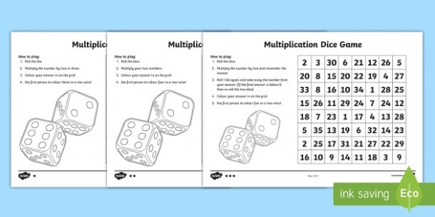 Multiplication Dice Maths Games