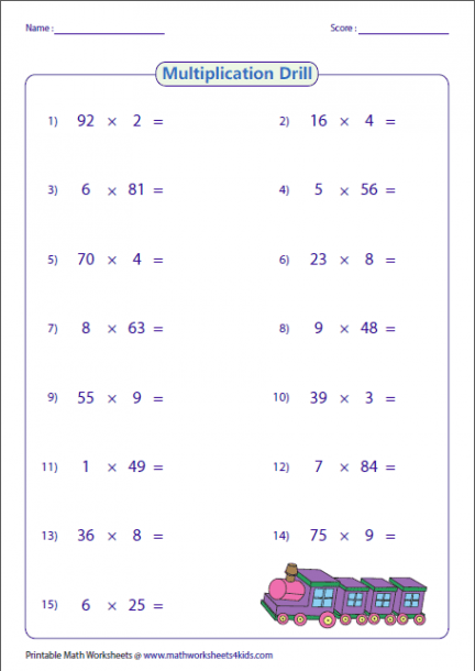  Multiplication Drill Worksheets 1 12