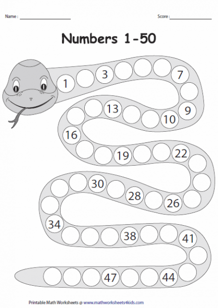 Missing Numbers 1 -50 Worksheet