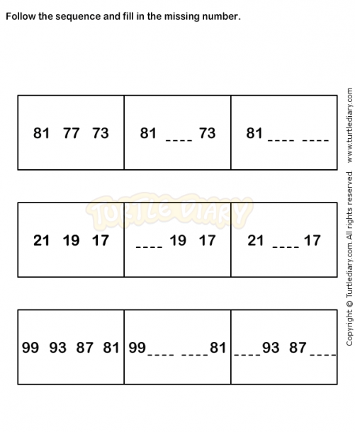 Number Sequence Worksheet 7