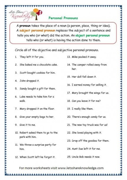 Page 7 Personal Pronouns Worksheet
