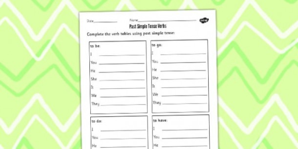 Past Simple Tense Verbs Worksheet