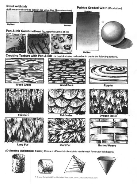 Pen   Ink Techniques Lesson Plan   Worksheet