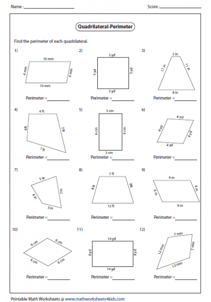 Perimeter Of Quadrilateral  Standard