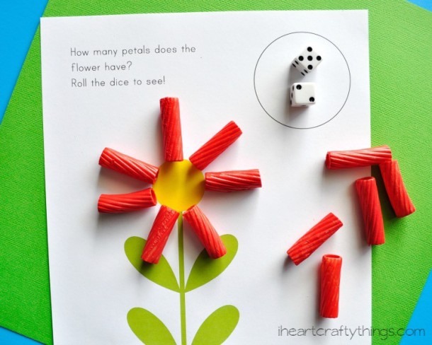 Preschool Math Activity  Flower Dice Game Printable