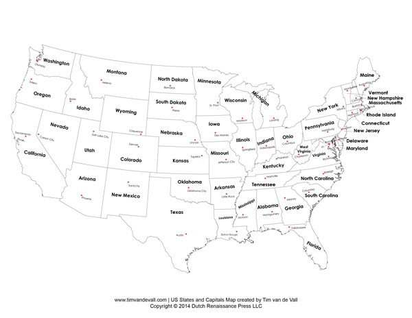 United States Map With Capitals Worksheet