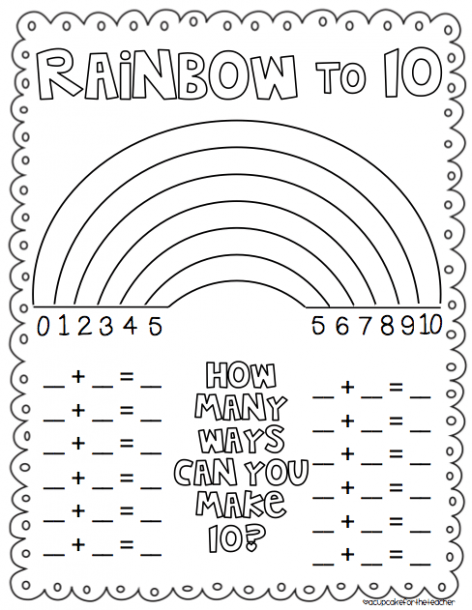 Rainbow Number Combinations To 10 Freebie  From Cupcake For The