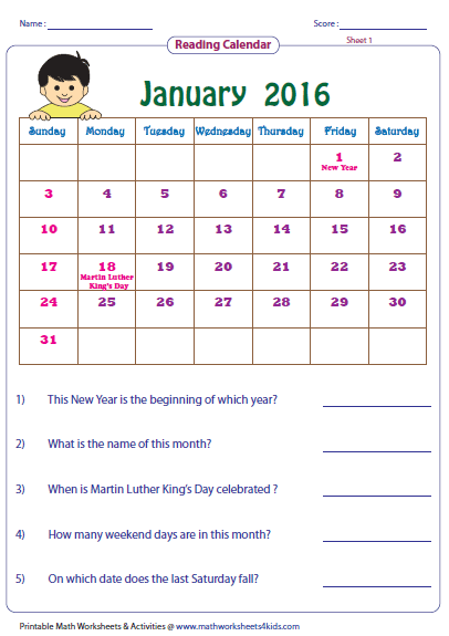 Read The Monthly Calendar And Answer The Simple Questions