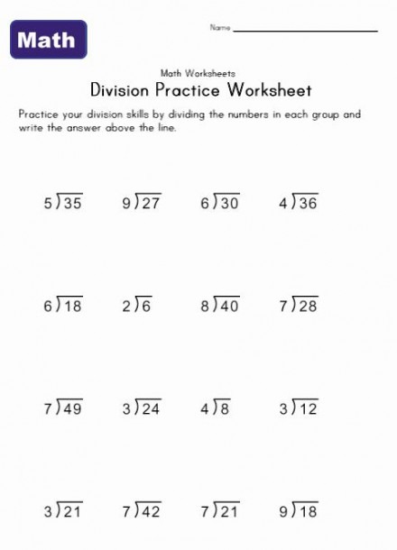 Simple Division Worksheet 3