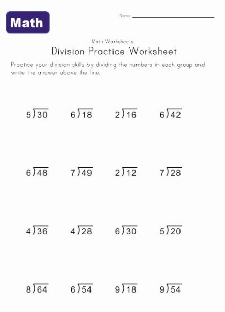 Simple Division Worksheet 4