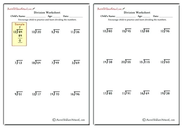 Simple Division Worksheets     Charleskalajian Com