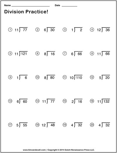 Simple Division Worksheets For Kids