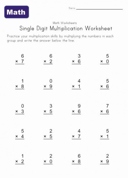 Single Digit Multiplication Worksheet 1  Going To Help Emma This