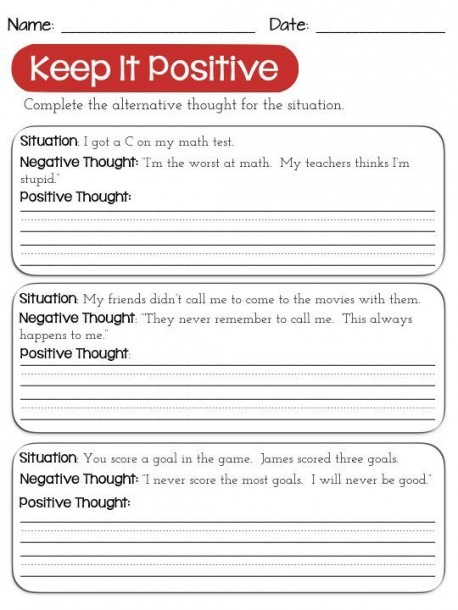Social Emotional Workshop  Changing Negative Thoughts Worksheets