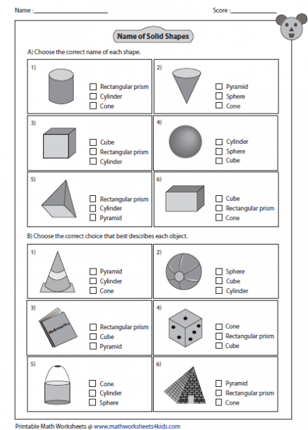 Solid 3d Shapes Worksheets