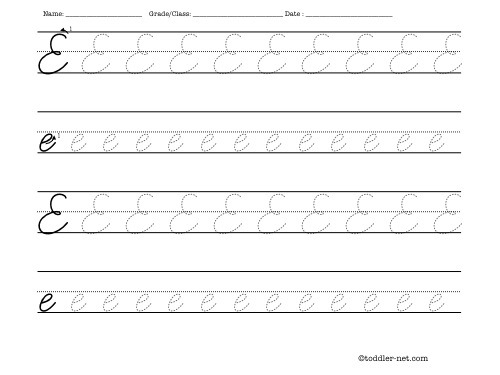 cursive-lowercase-e-worksheet