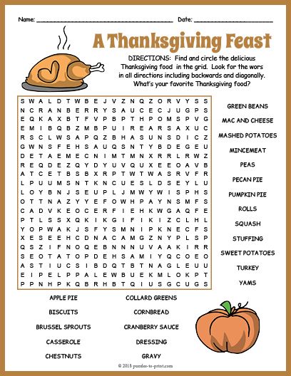 Use This Thanksgiving Foods Word Search Worksheet To Introduce Or