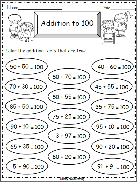 Valentine Hearts Math Worksheet