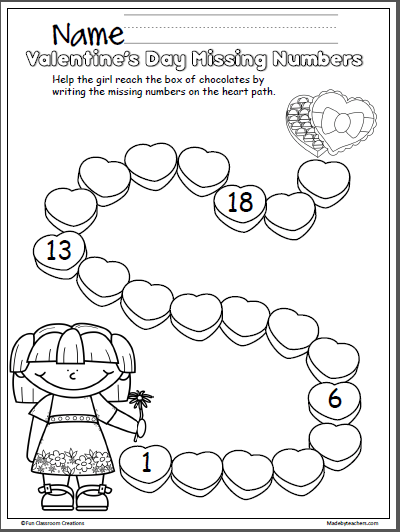 Valentine S Day Missing Numbers Activity 1