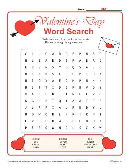 Valentine S Day Word Search Activity