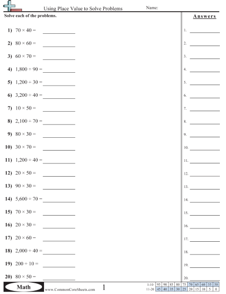 Value   Place Value Worksheets