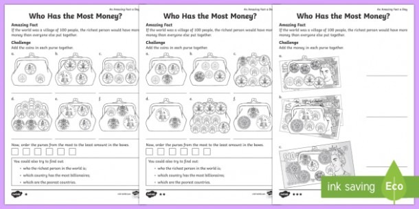 Who Has The Most Money  Worksheet   Worksheet