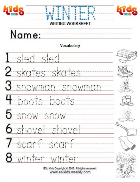 Winter Activities For Kindergarten Worksheets