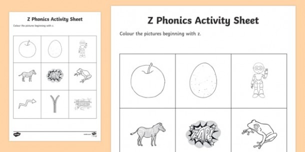 Z Phonics Colouring Worksheet   Worksheet