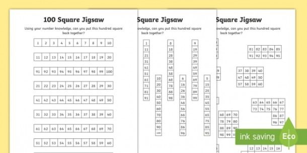 100 Square Jigsaw Worksheet   Worksheets