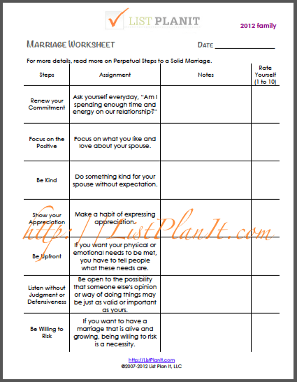 12 Marriage Worksheet