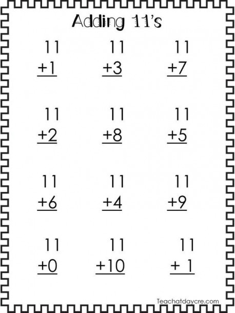 20 Printable Addition Worksheets  Numbers 11