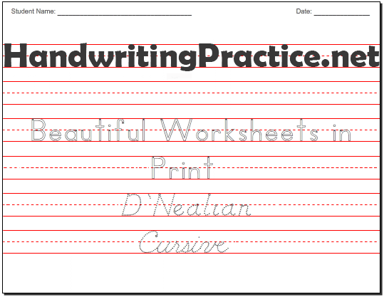 Beautiful Handwriting Practice Worksheets