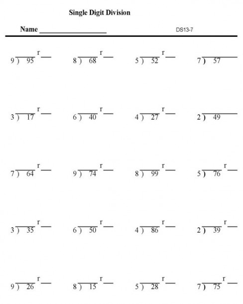 worksheets printable division with remainders