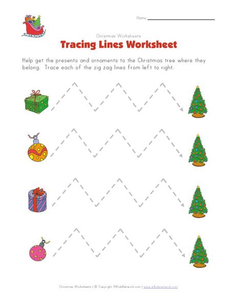 Christmas Tracing Zig Zag Lines Worksheet