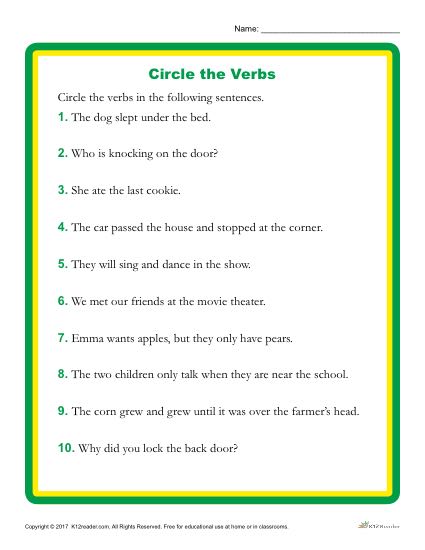 Circle The Verbs