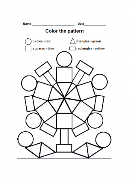 Color By Shape Worksheet Kindergarten