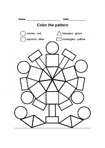 Worksheets Printable Kindergarten Color Shape