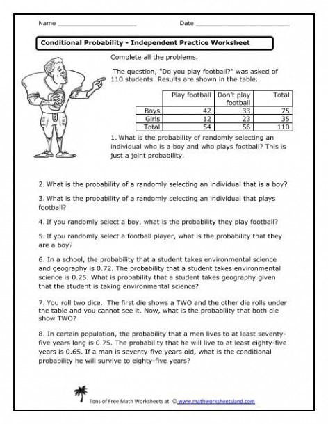 Conditional Probability Independent Practice Worksheet