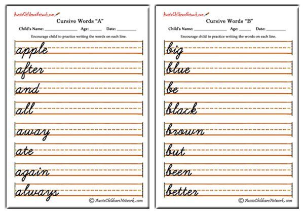 Cursive Words Worksheets  How To Write Cursive Words  Tracing And