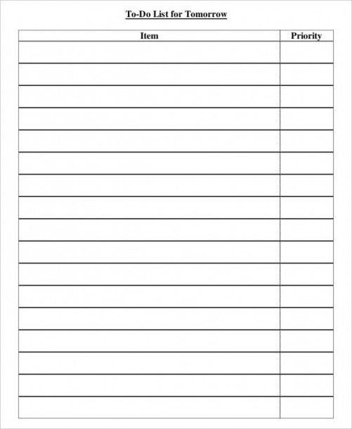 Daily To Do List Worksheet