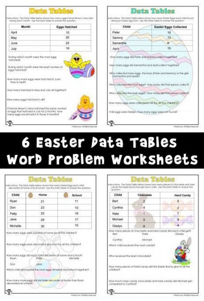 Data Tables Word Problem Worksheets For Easter
