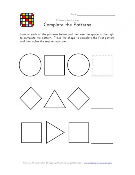 Preschool Worksheets Complete The Pattern