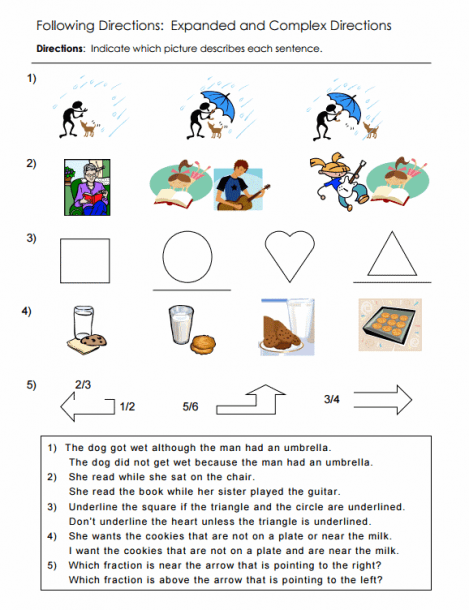 Following Directions     Worksheets  Activities  Goals  And More