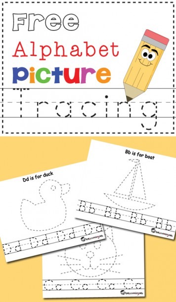 Free Alphabet   Picture Tracing Printables