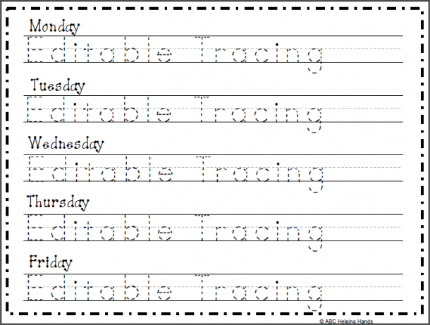 Free Editable Name Tracing Worksheet