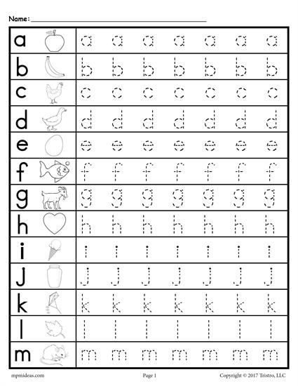 Free Lowercase Letter Tracing Worksheets